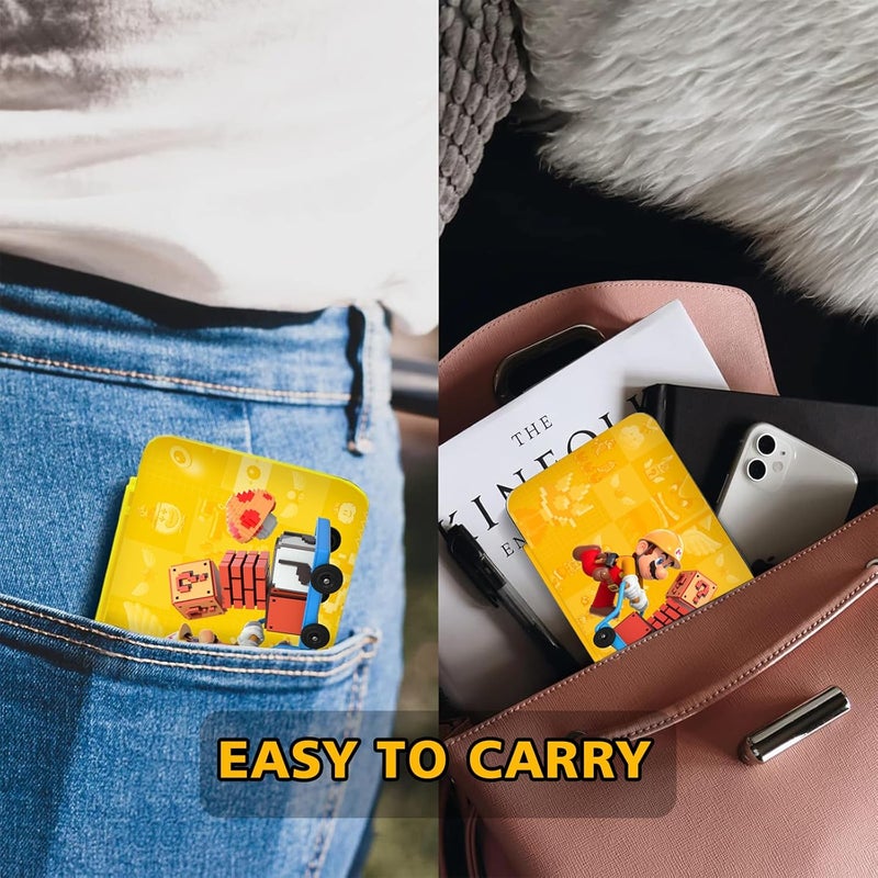doepeBAE Switch Game Card Case Compatible with Nintendo Switch,Game Card Storage Holder,New Portable Thin Card Protection Case with 48 Game Card Slots and 48 TF Card Slots (M Yellow) - Image 3